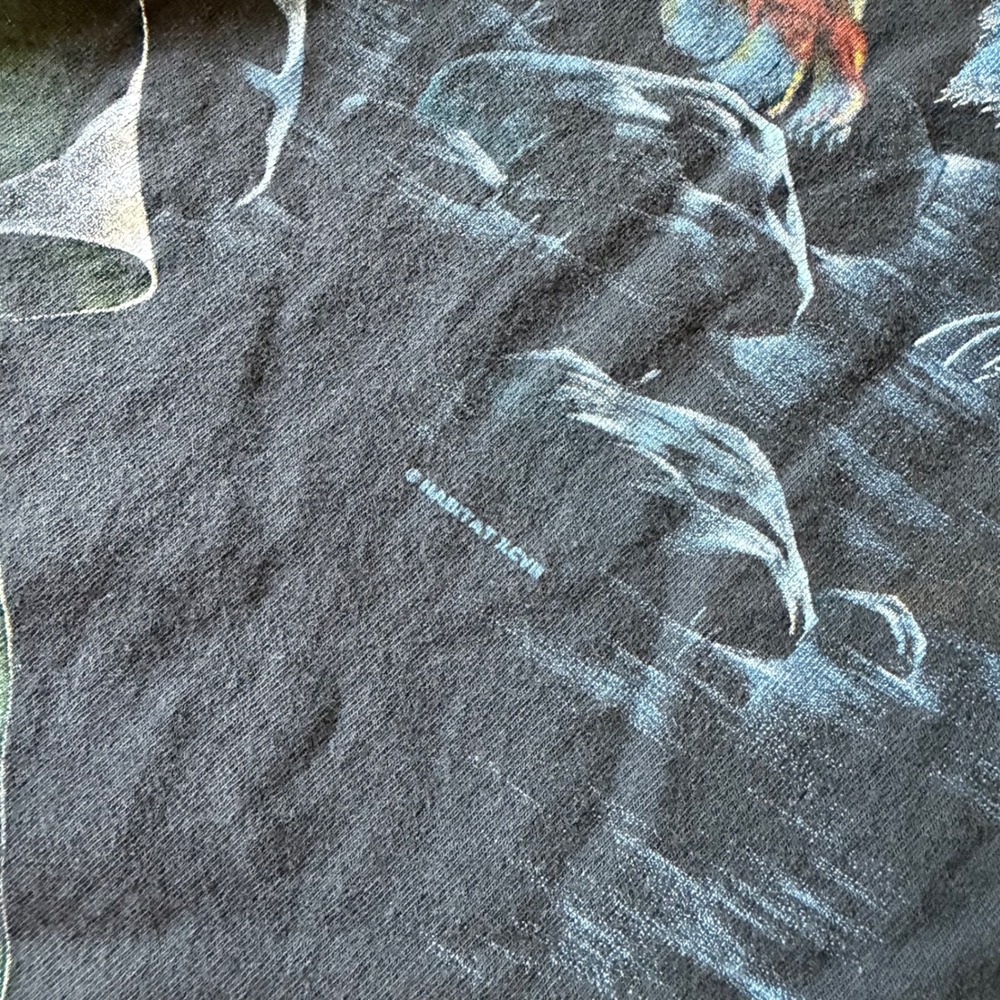 Vintage 1997 Habitat Tiger Jungle T-Shirt XL H.L. Miller Black Made in USA 90s - Picture 5 of 8